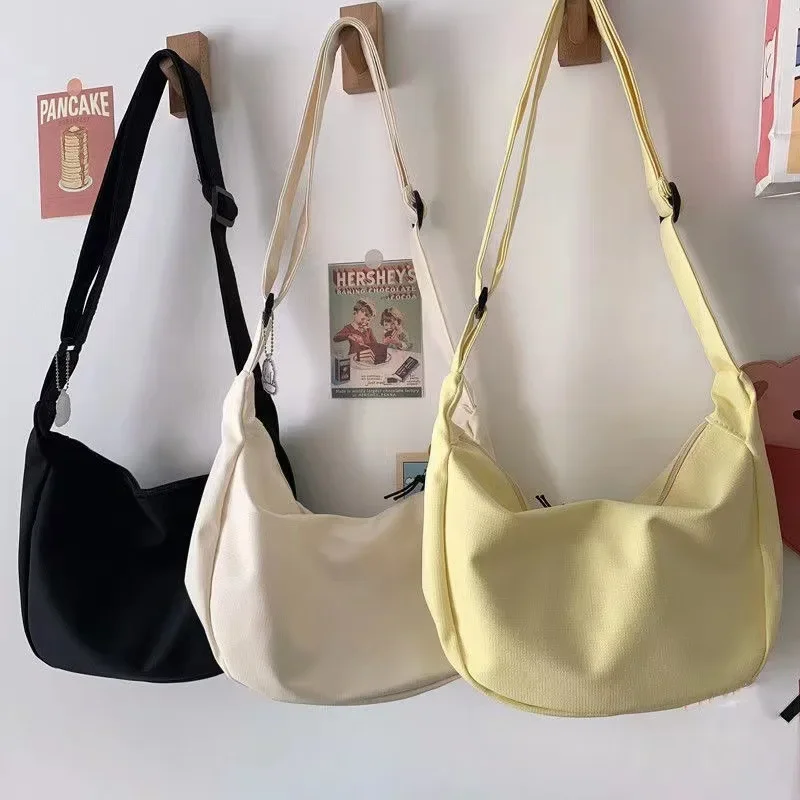 

Однотонные сумки, простые женские сумочки в стиле Харадзюку, кошелек на плечо, большие подростковые многофункциональные сумки, универсальные вместительные сумки через плечо