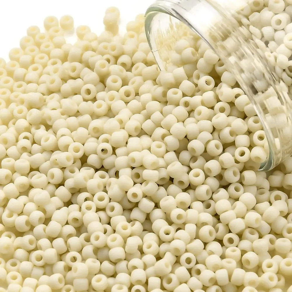 

NBEADS 1103 PCS/10g 0.8mm Charm Round Glass Seed Beads Opaque Frost Light Beige For Jewelry Making Accessories