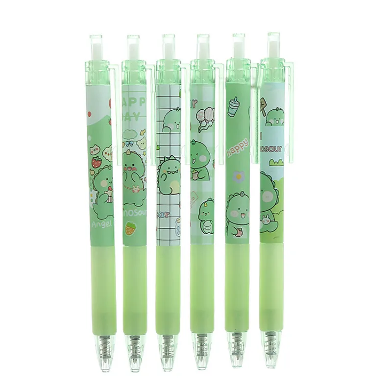 

6pcs 0.5 Press Type Cute Matcha Frog Gel Pen Student Stationery Office Supplies