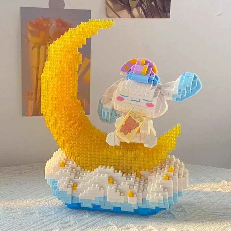 Sanrio милые строительные блоки Cinnamoroll маленькие частицы луна модель рыцарь сборка