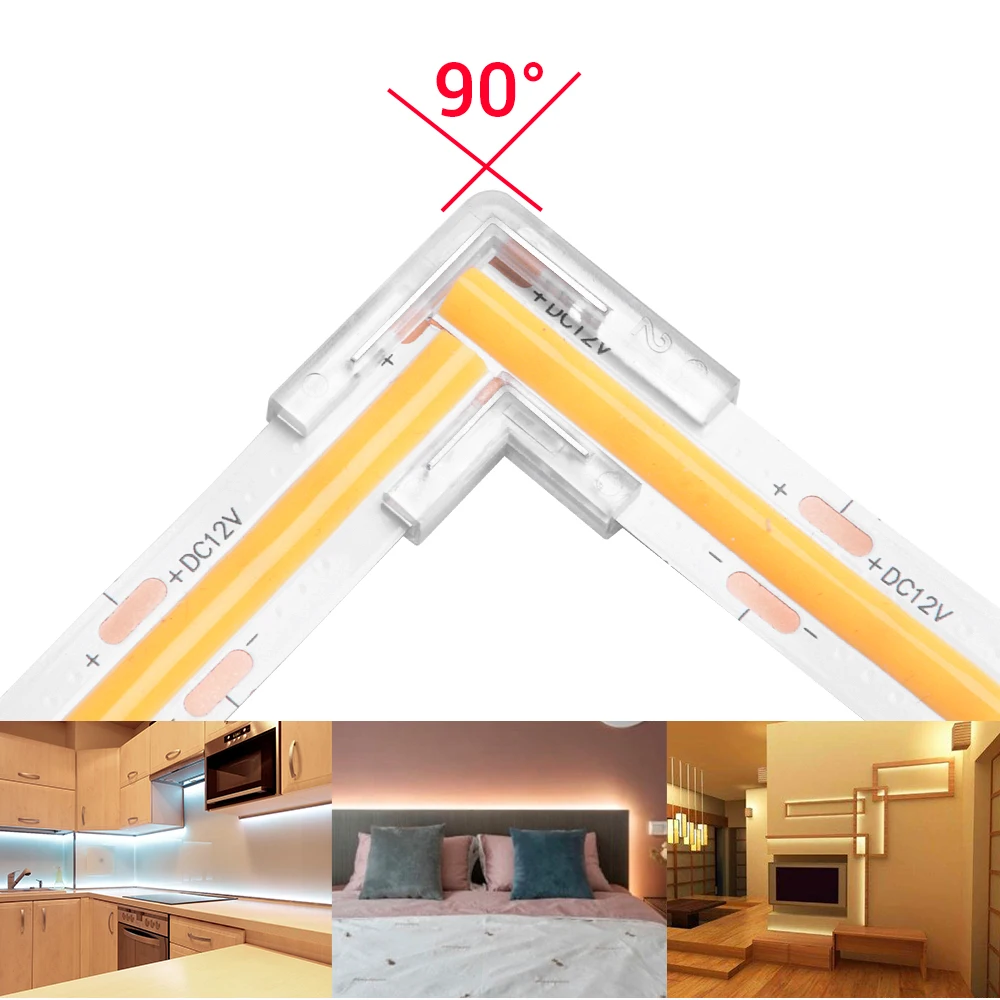 High Density 8mm/10mm 2Pin L Shape LED Strip Connector for COB Strip Lights Connection Strip to Strip Easy Connecting Terminal images - 6