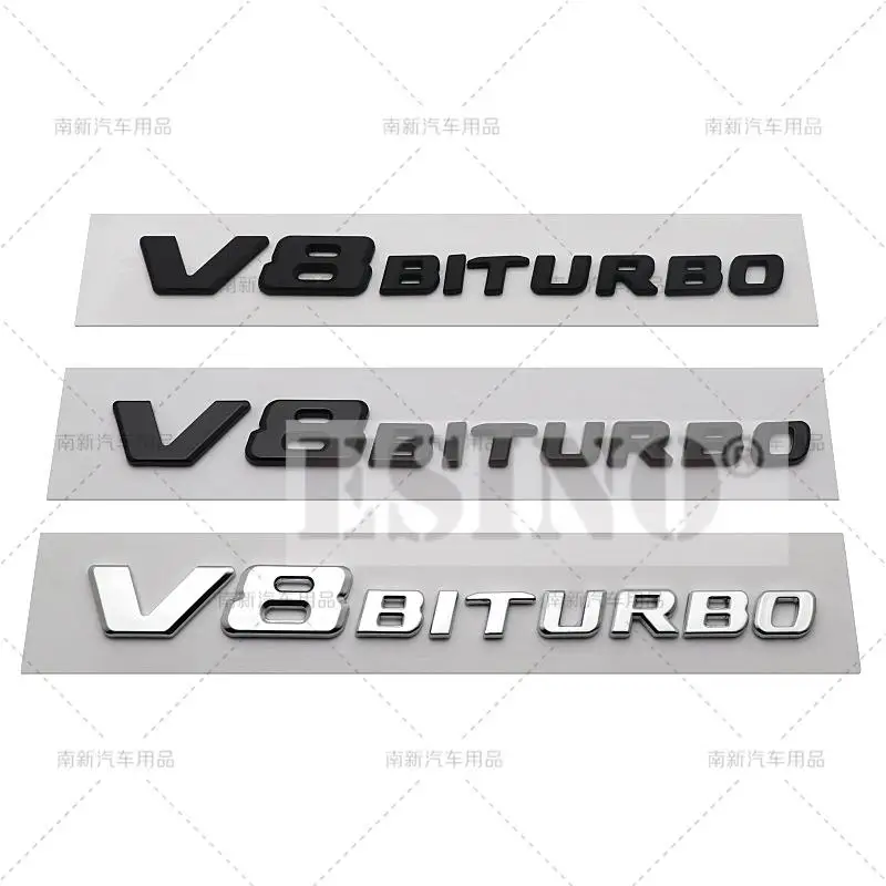 

3D V8 Biturbo Автомобильный багажник ABS значок эмблема для заднего багажника автомобиля задняя дверь брызговик дверь клейкий значок для Mercedes Benz 2017 - 2022