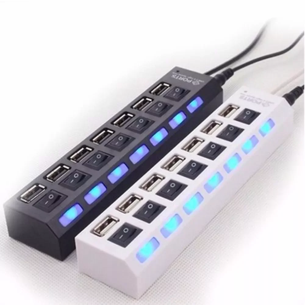 

HUB 2.0 7 Ports Portable Micro USB 2.0 HUB Splitters For PC High Speed 4.8 Gbps USB HUB Splitter