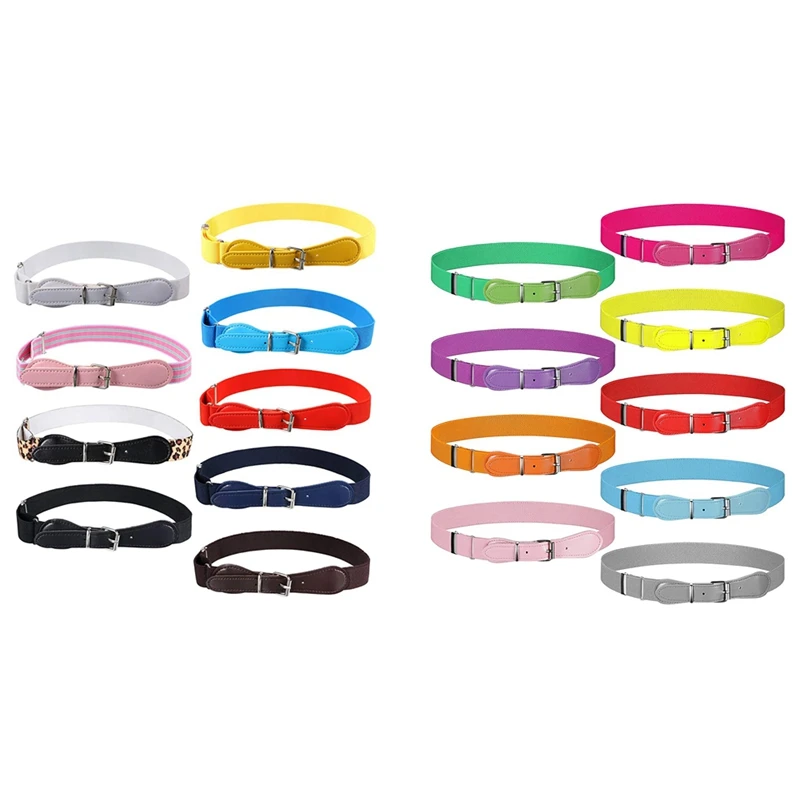 

9 Pcs Kids Adjustable Elastic Belt Kids Toddler Belts Pin Buckle Belts For Girls Kids, 30-65 Cm