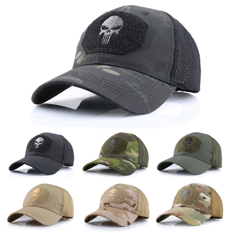 

Skull Tactical Baseball Cap Camouflage Military Hat Camo Adjustable Army Combat Hunting Hiking Snapback Men Airsoft Cycling Caps
