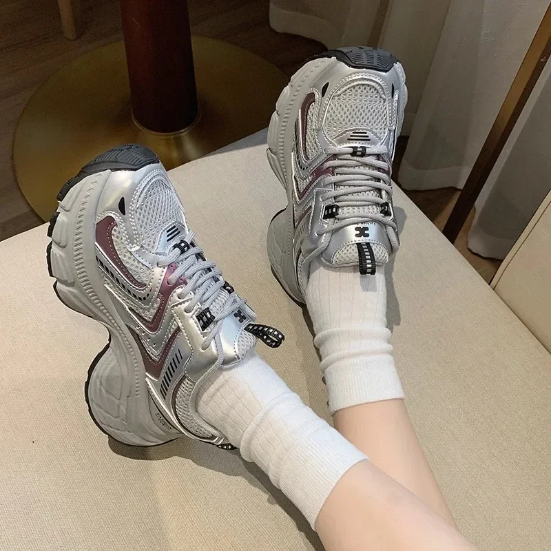 Женские кроссовки с круглым носком универсальные уличные дышащие на шнуровке