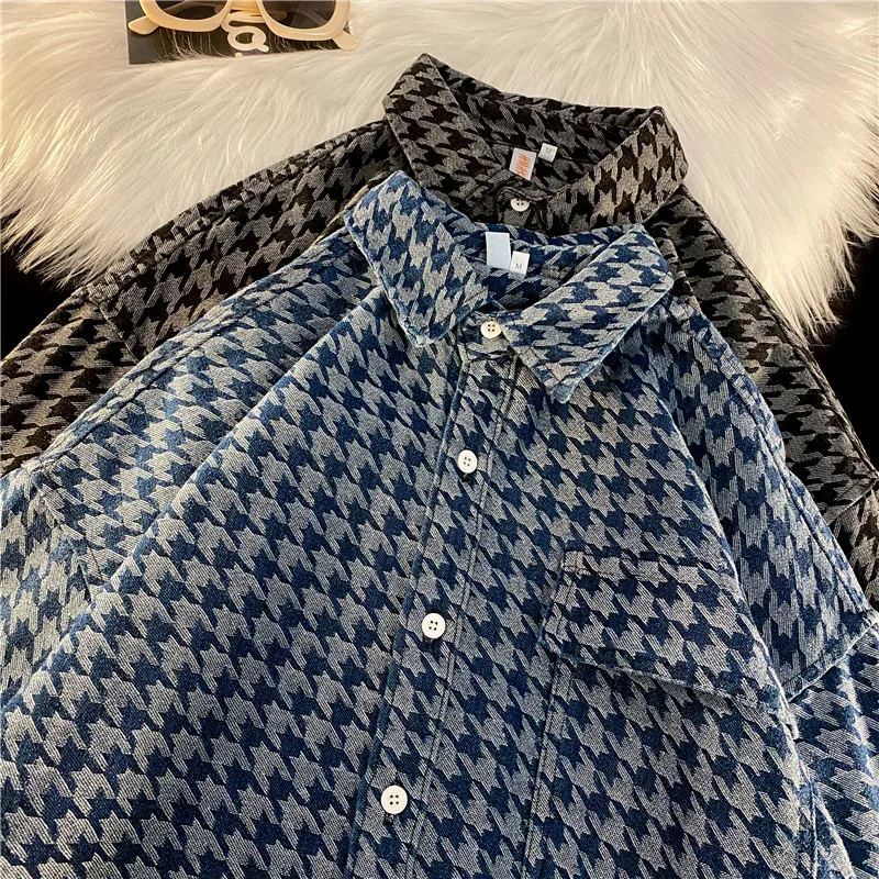 

Thousand-bird check shirt coat spring loose boy clothes small fragrant jacket