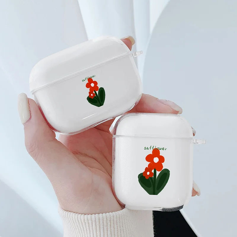 

red flower For Apple AirPods 1 2 pro Bluetooth Headphone Cover 3rd Generation Silicone Soft Cover Protective Case