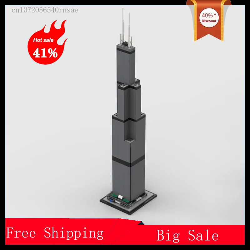 

MOC Building Blocks 1:837 Scale Willis Tower Modular Model DIY Bricks Architecture Collection Creative Assembly Toy Christmas