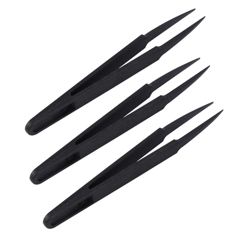 

Hot SV-18 Pcs Black Plastic Electronic Pointy Tip Anti-Static Tweezers