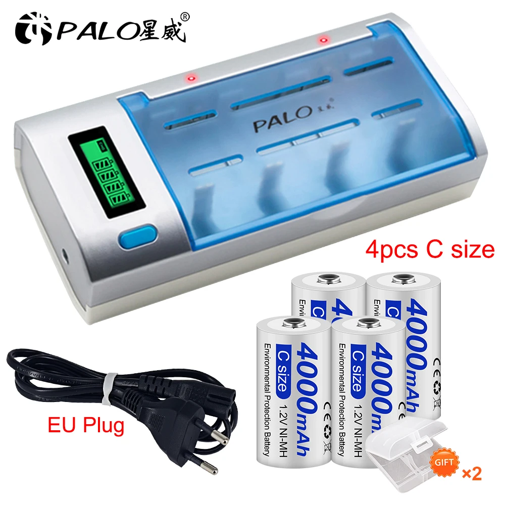 

PALO 4000mAh 1.2V Ni-MH C Size Rechargeable Batteries C type battery For Gas Cooker Burner LED Torch Toy Remote Controller