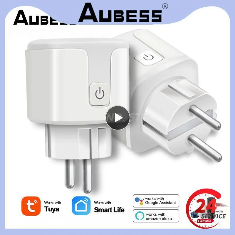 

1~8PCS Wifi Plug Voice Control Power Monitoring Smart Outlet 16a Tuya Wifi Socket Eu Plug Voice Control Via Alexa Google Home