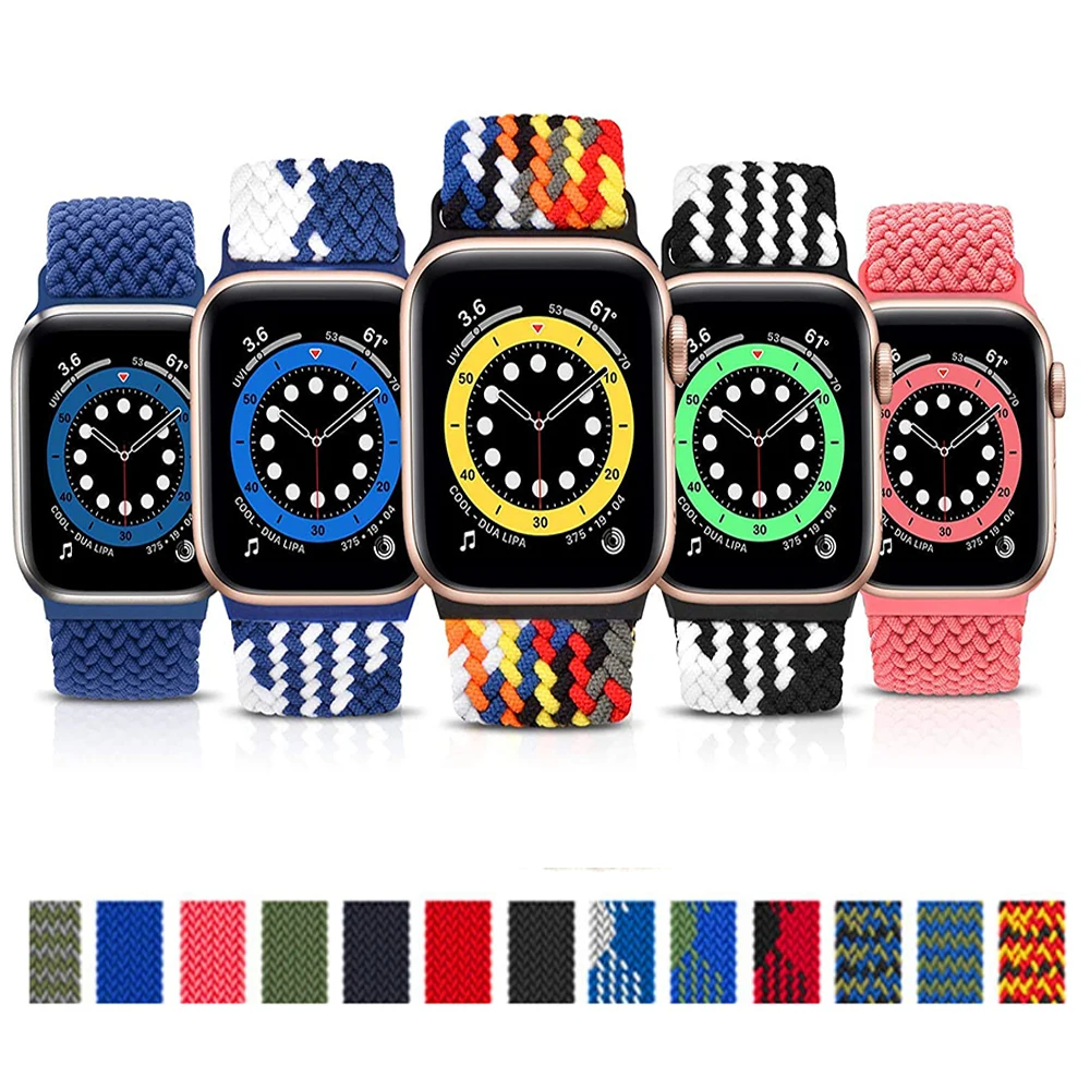 

Strap For Apple Watch band 44mm 40mm 45mm 41mm 49mm 38mm 42mm Elastic braided solo loop bracelet iwatch series 7 se 3 6 8 ultra