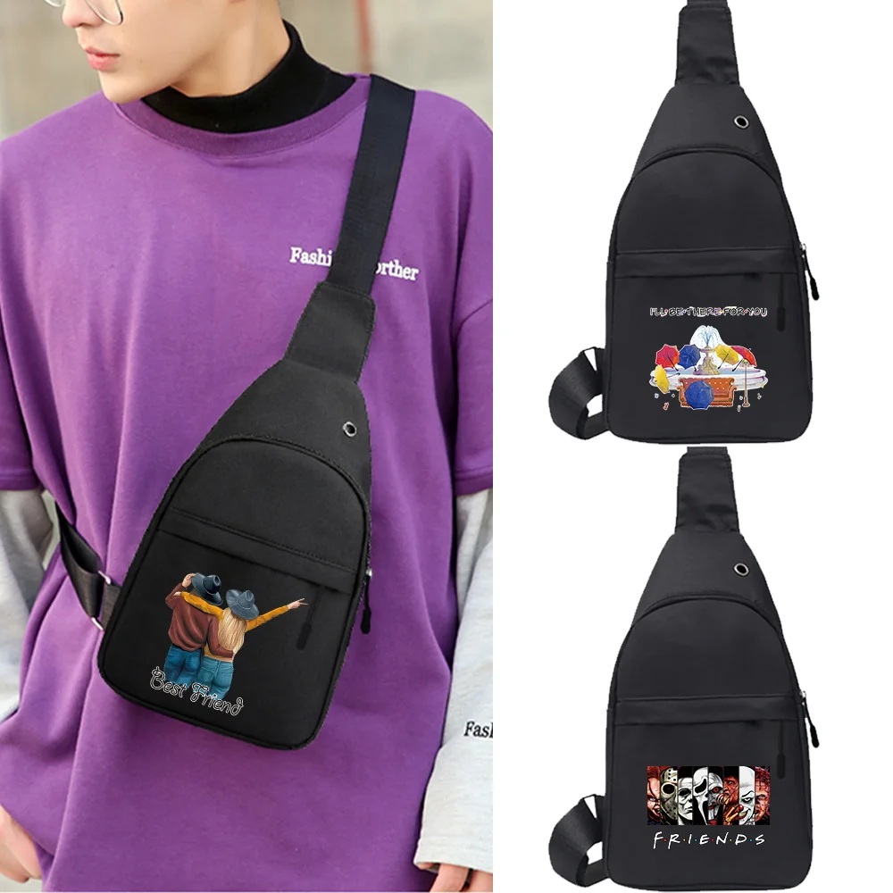 

Man Waist Bag Fanny Pack Women Chest Pack 2023 Outdoor Sports Friends Print Crossbody Bag Casual Travel Belt Bag Hip Waist Packs