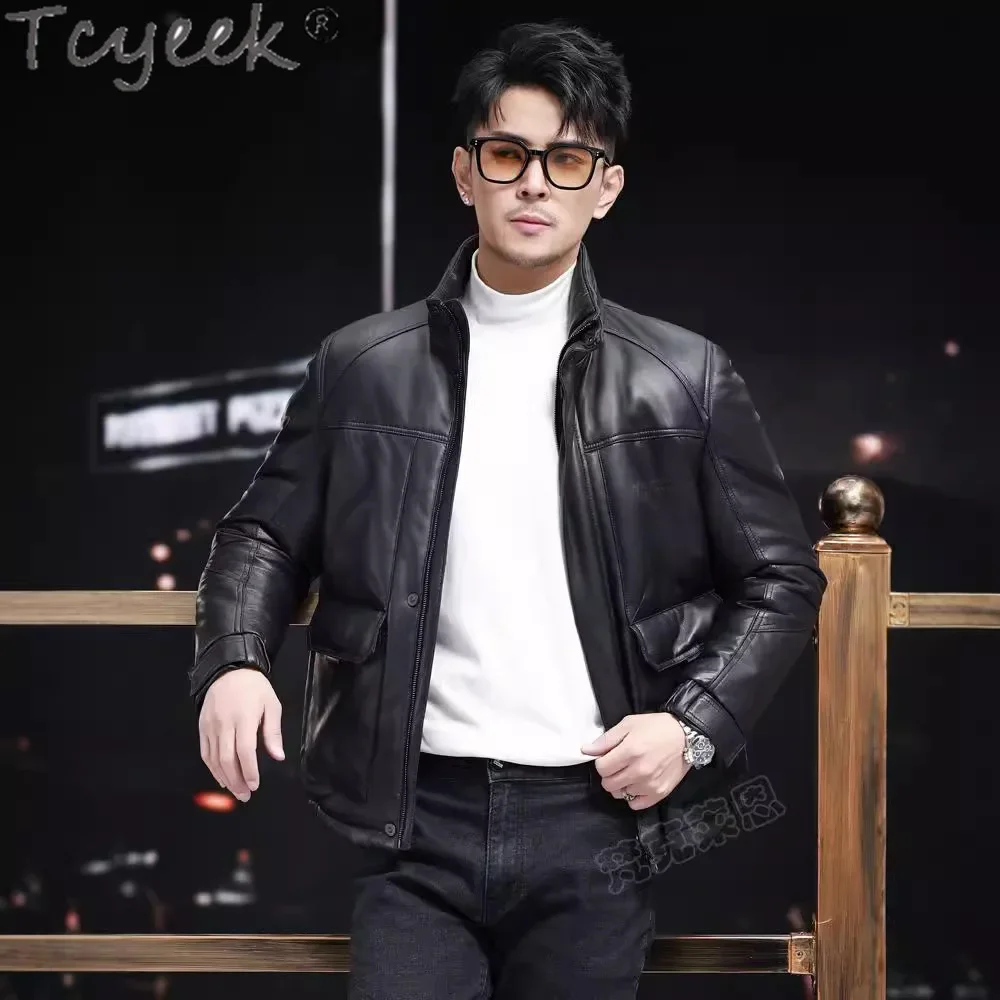 Tcyeek мужские куртки из натуральной кожи повседневная белая куртка на гусином пуху