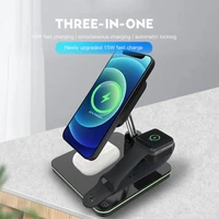 3 in 1 15w wireless fast charger smart watch charging dock stand mobile phone holder earphone bracket for iphone 13 12 pro max