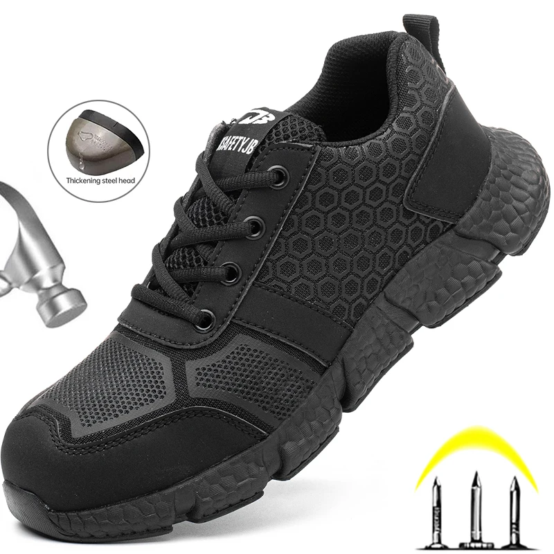 

Breathable Work Sneakers Women Men Work Shoes Steel Toe Safety Work Boots Anti-puncture Safety Shoes Man Construction Shoes 2022