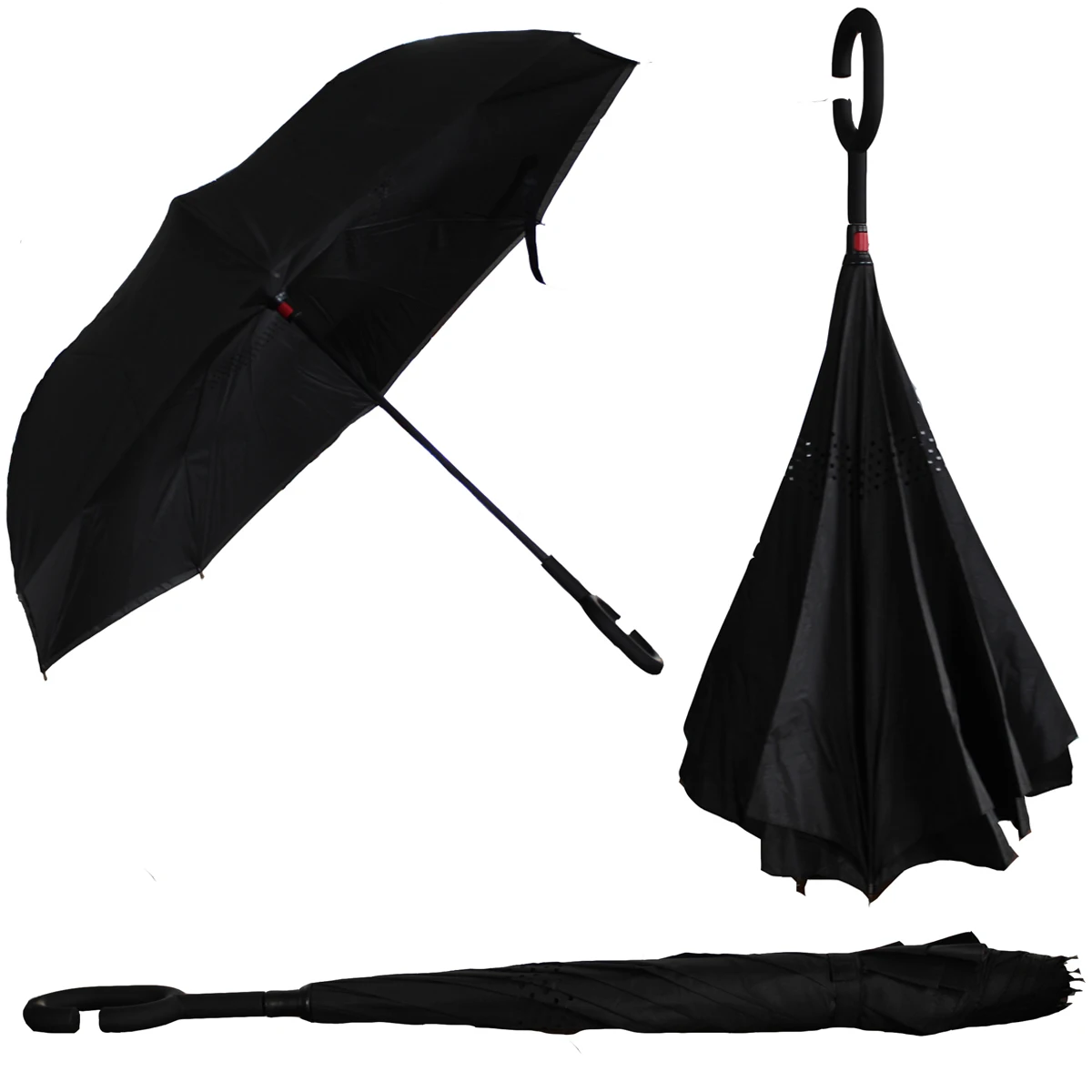 

Inverted Double-Layered Umbrella the Innovative Design to Stay Dry, Black
