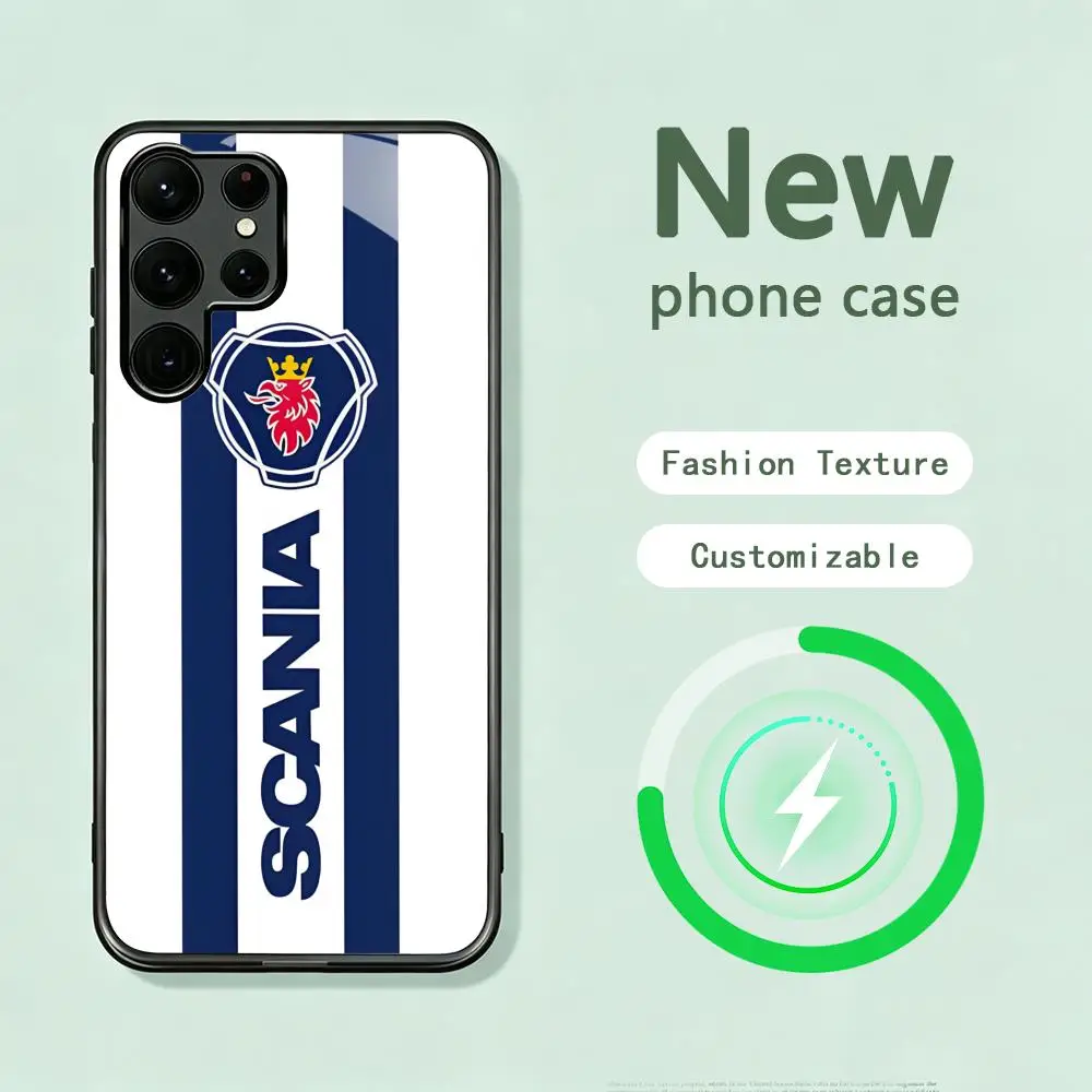 Фото Элитный чехол для телефона Scania V8 для Samsung S26 S25 S24 S23 S22 S21 S20 Plus Ultra Note20, стеклянный магнитный чехол №1