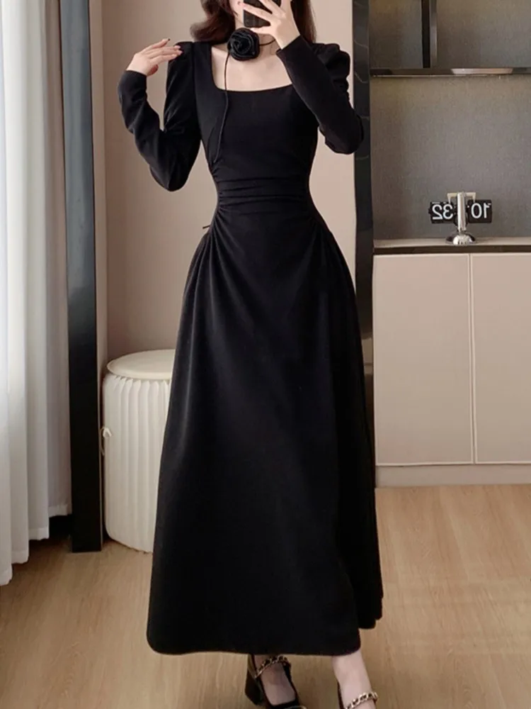 Элегантное шикарное женское модное черное платье винтажное повседневное