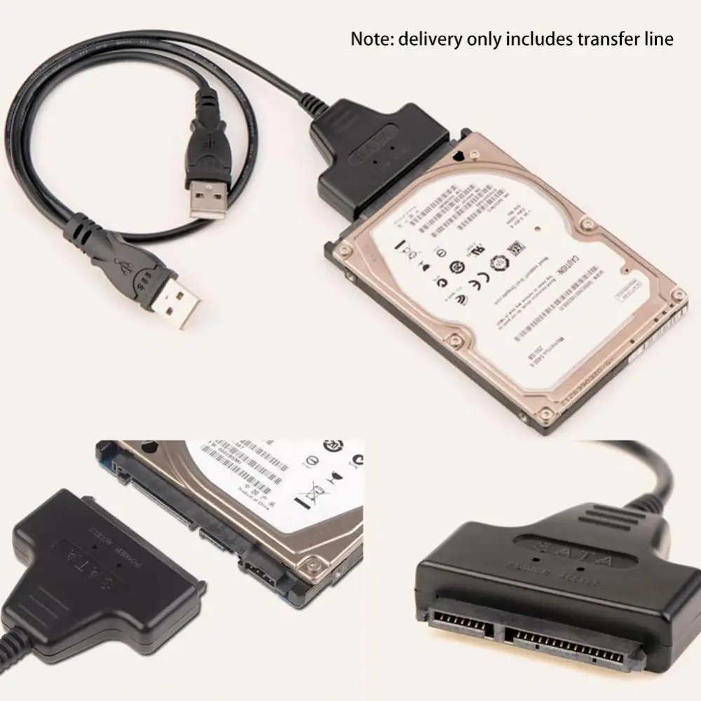 

USB High Speed Adapter SATA Cable Converter Dual 2.0 to HDD Hard Disk Drive USB2.0 external hard drive data line easy drive line
