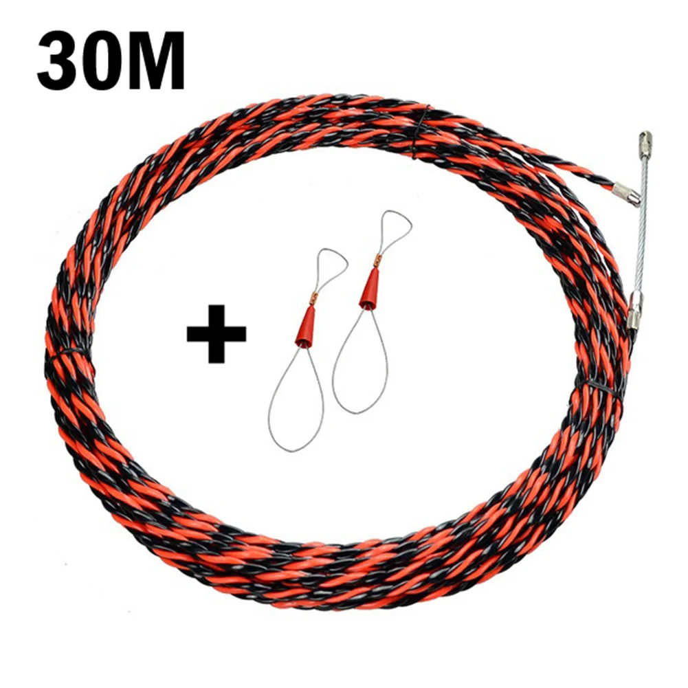 

1pcs 5/15/30m Fiberglass Electrician Cable Wire Threader Device Tape Conduit Duct Push Puller Wheel Pushing Wiring Installation