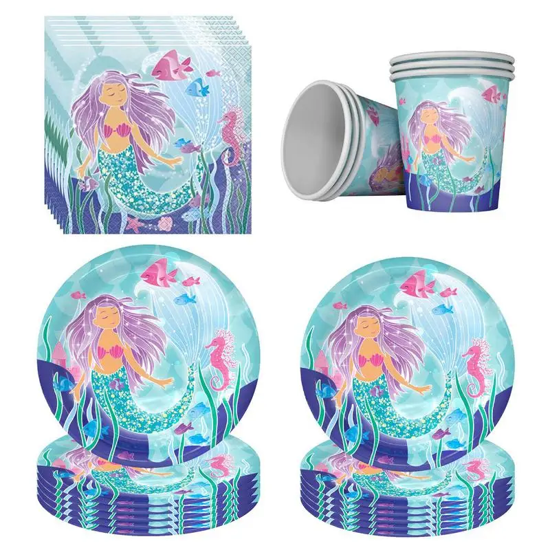 

50 Pieces Cutlery Set Girl Birthday Baby Shower Party Supplies Tableware Cutlery Kit With Paper Napkin Cup Plate For Dinner