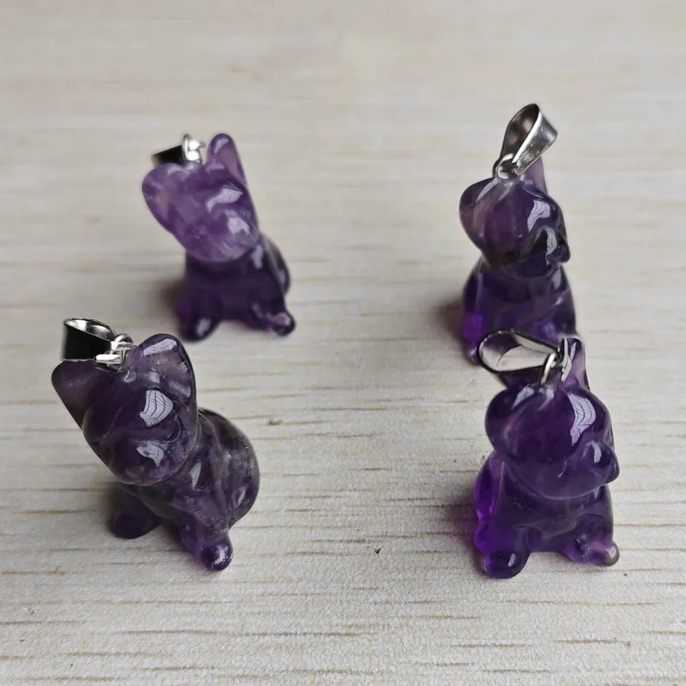 4 шт./партия подвески в форме собаки аметист