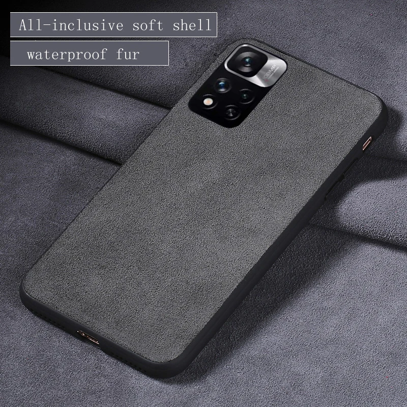 

Genuine Leather phone case for Xiaomi Mi 11 12 Pro 9T 8 11 Note Poco X4 pro cover For Redmi Note11 Pro plus Suede Hard Cover