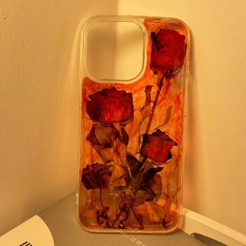 4079 Оригинальный 3D чехол для мобильного телефона ручной работы Алая Роза Темный