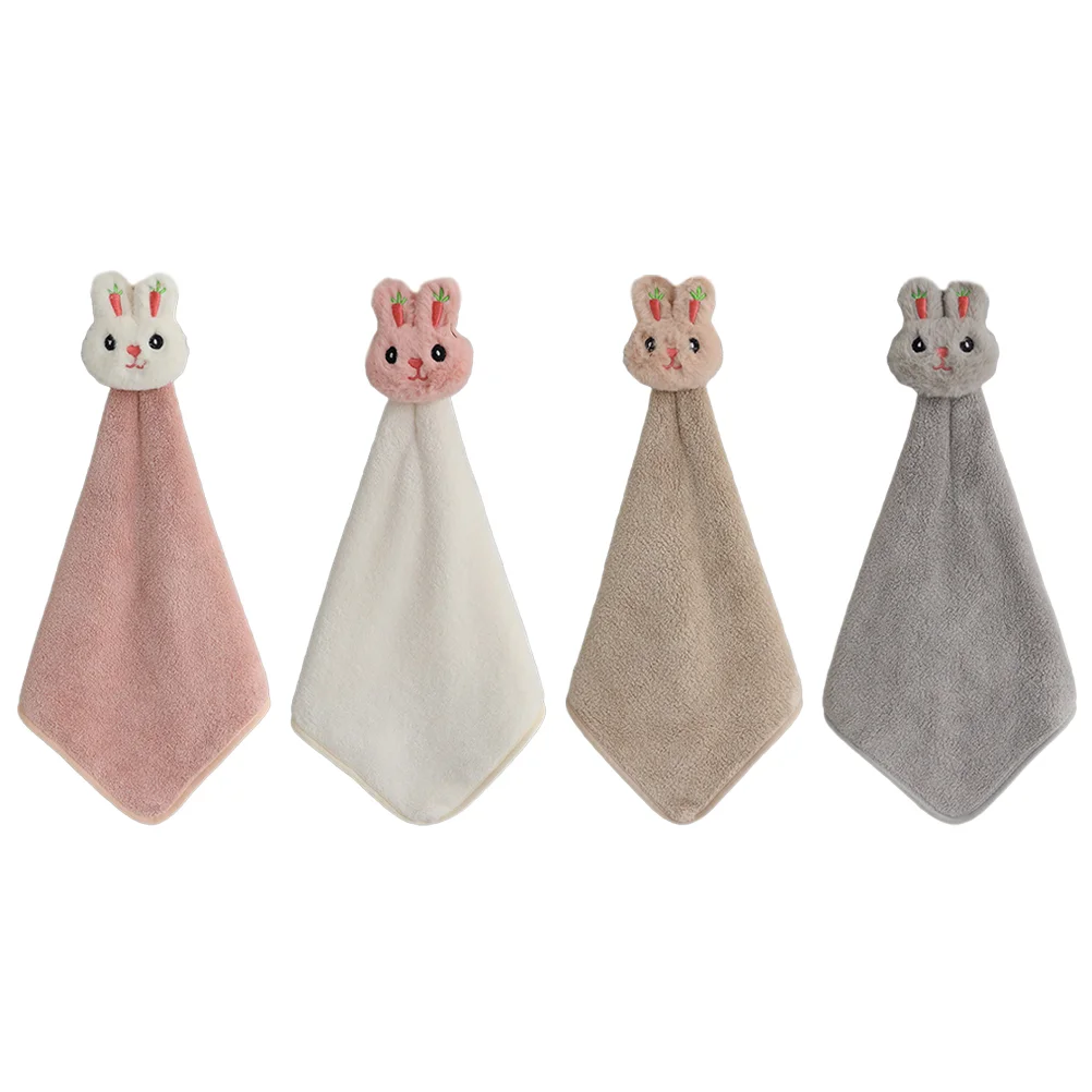 

4Pcs Comfortable Hand Towels Quick-drying Hanging Hand Towels for Home