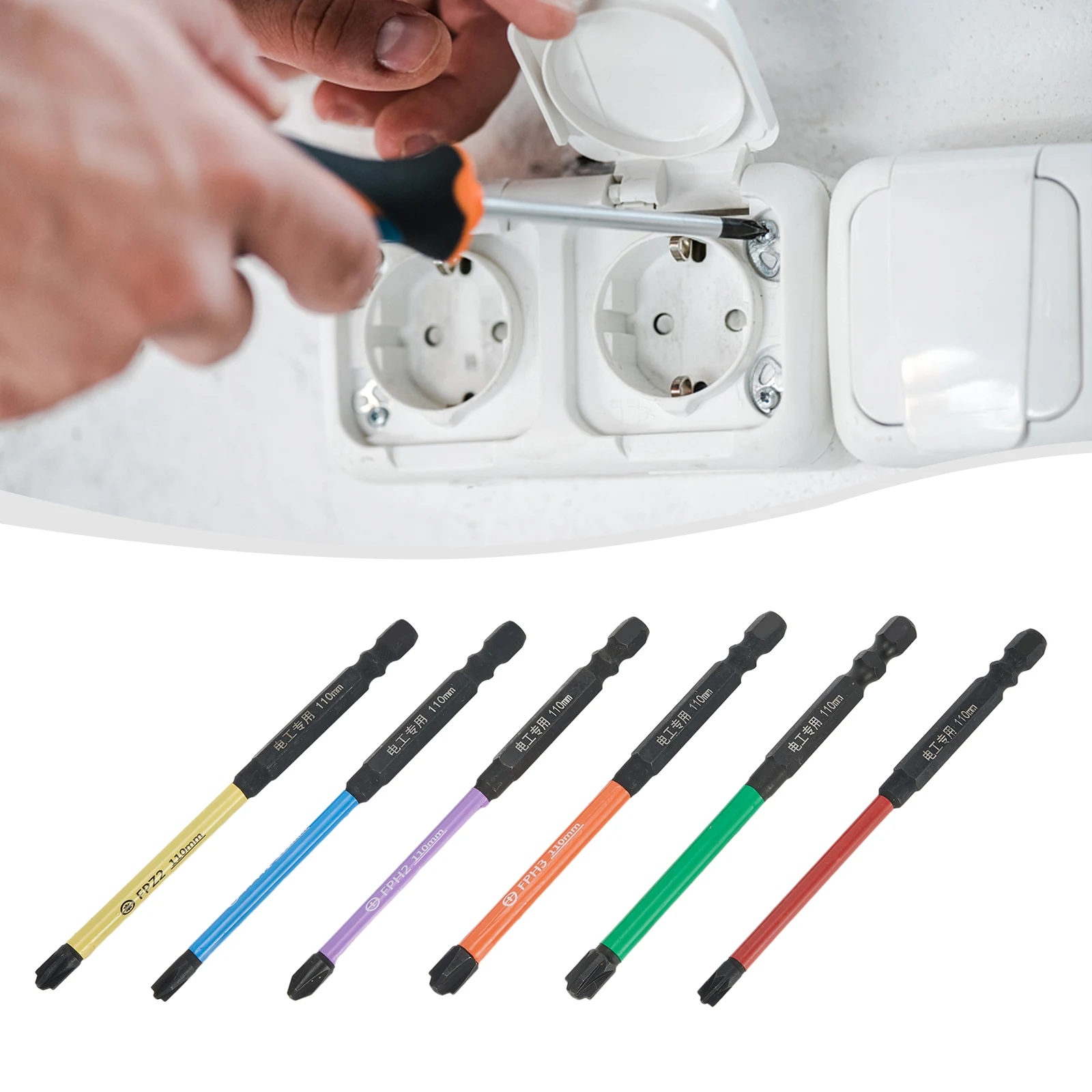 6 шт. 110 мм магнитная специальная шлицевая крестовая отвертка для электрика FPHFPZ