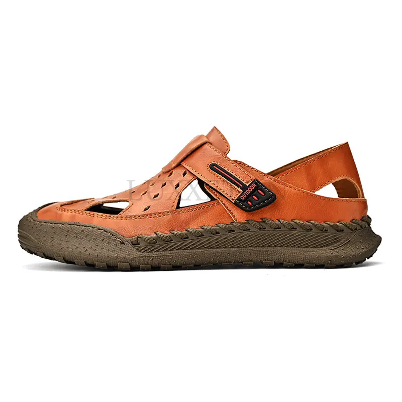 

Мужские повседневные пляжные уличные высококачественные кожаные пляжные туфли для скалолазания уличные кроссовки дышащие классические с...