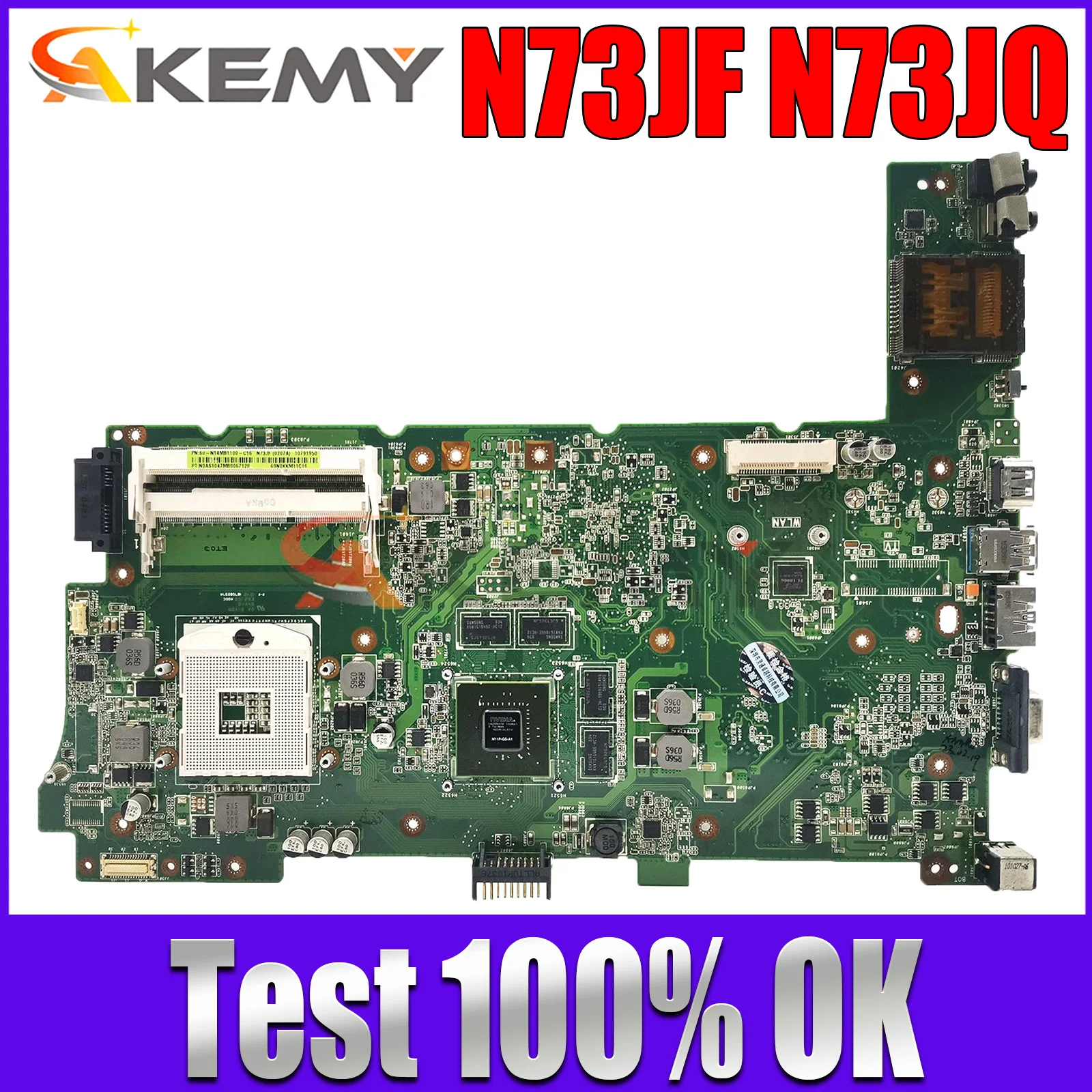 

N73JF Mainboard For ASUS N73JQ N73JF N73JG N73J Laptop motherboard HM55 GT425M 1G DDR3 100% tested