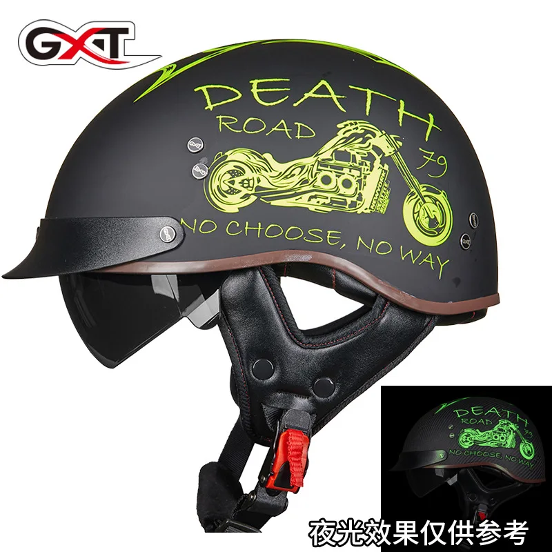 

GXT Motorcycle Helmet Men's Summer Harley Half Helmet Retro Women's Electric Locomotive Portable Ladle Helmet MT-4