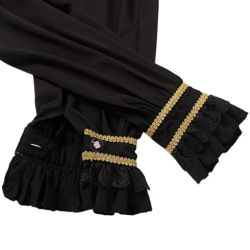 Parklees Men Gothic Ruffle Pirate Shirts Medieval Viactorian Steampunk Long Sleeve Blouse Tops Halloween Cosplay Costume Chemise