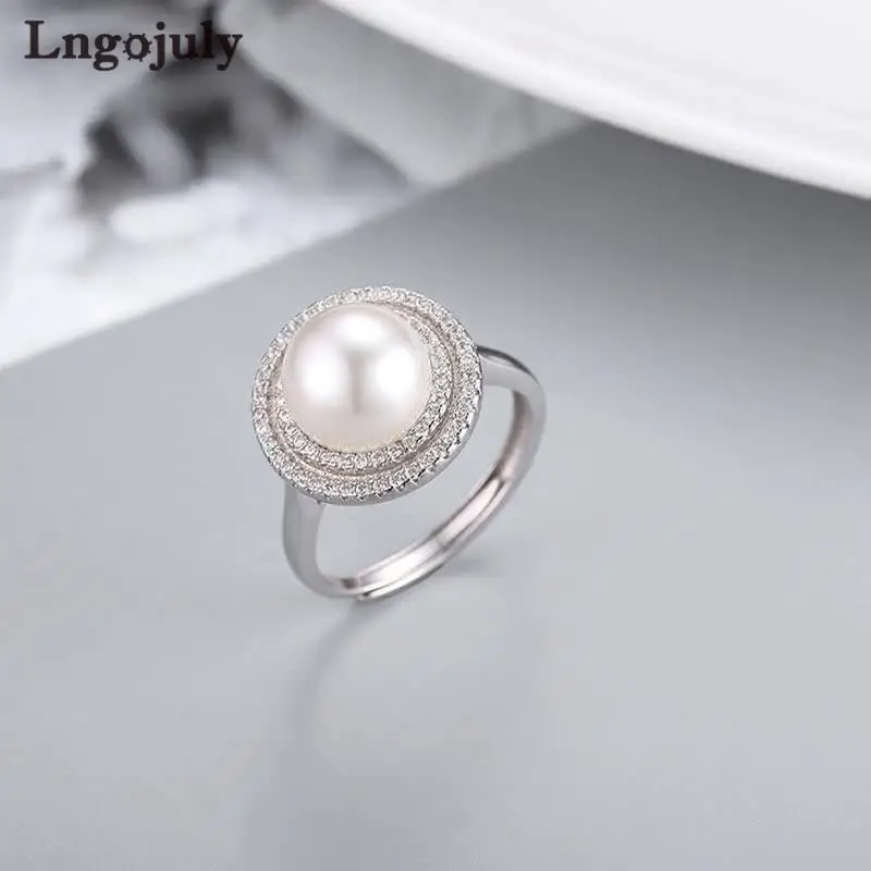 

Fine Jewelry 925 Sterling Silver Rings Adjustable Pearl Ring For Women Girl Lovers Anniversary Wedding Party Jewelry Gifts