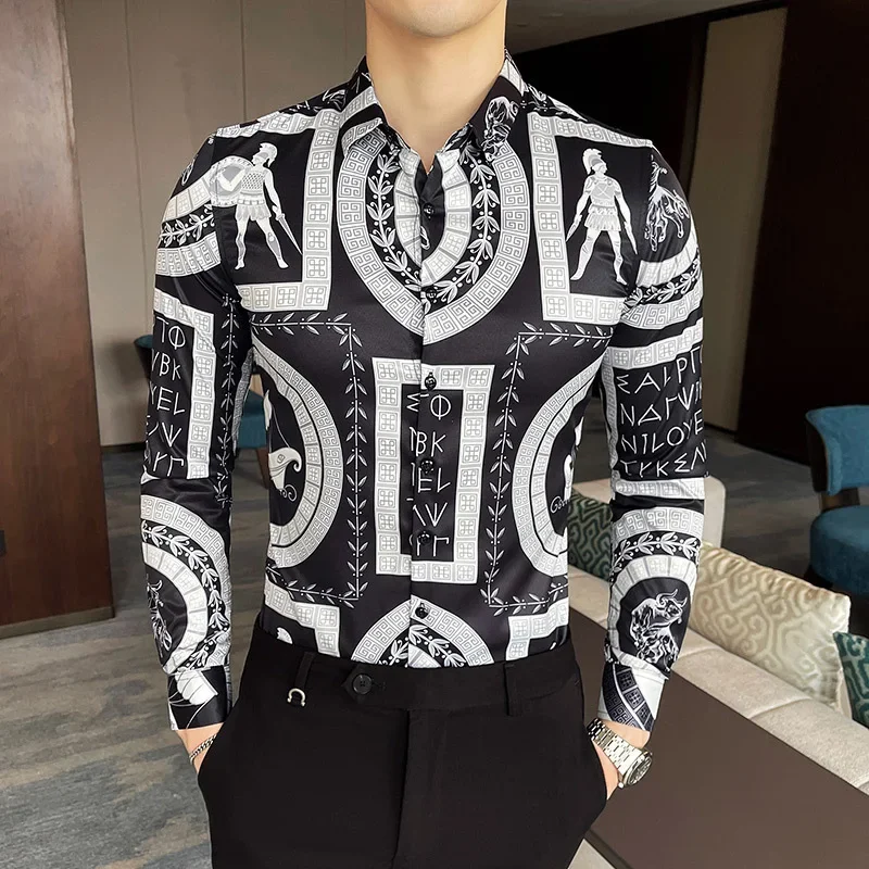 Роскошные мужские рубашки в благородном стиле модные приталенные с длинным