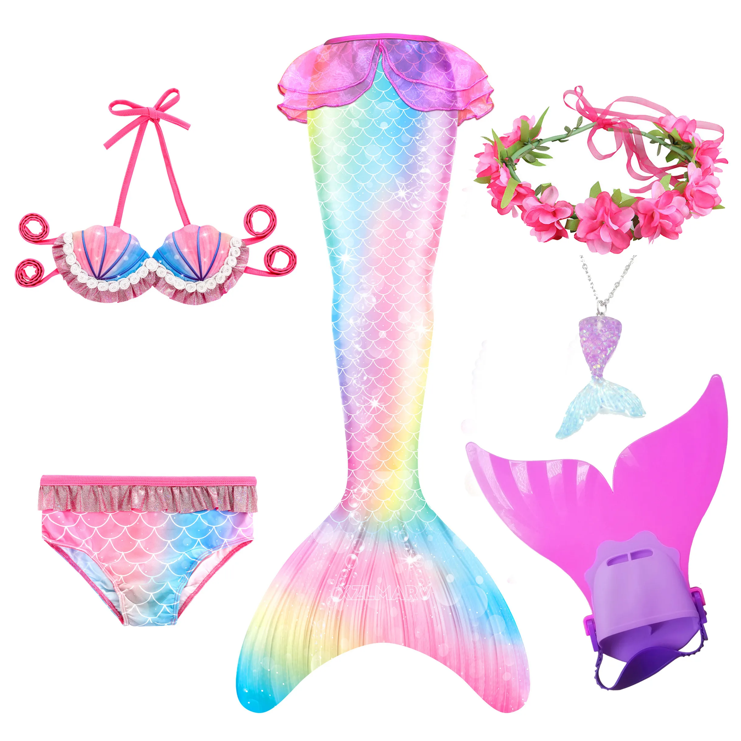 Купальный костюм Русалочки для девочек детский купальный с хвостом и
