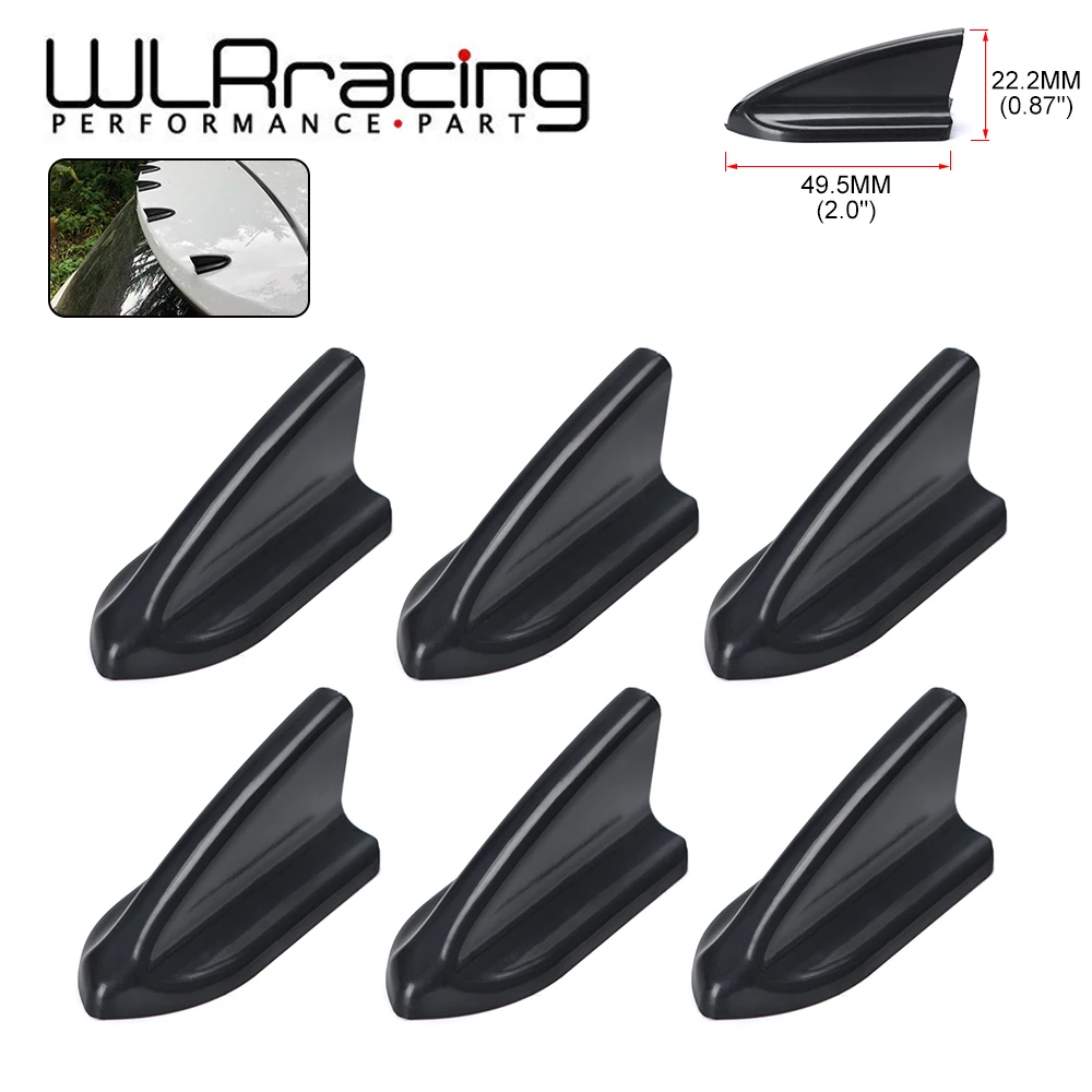 

UV-Protected Weatherproof 6pcs Black Car EVO-Style PP Roof Shark Fins Spoiler Wing Kit Vortex Generator WLR-WSS11