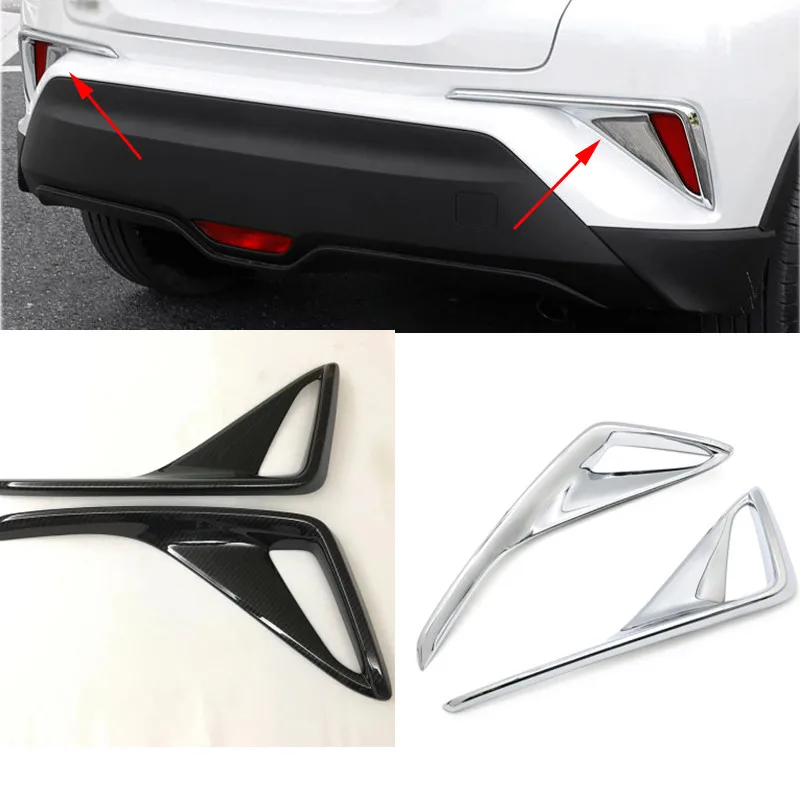 

For Toyota C-HR CHR 2017 2018 2019 Chrome Rear Bumper Fog Light Lamp Cover Trim Molding Garnish Frame ABS Chromium Styling