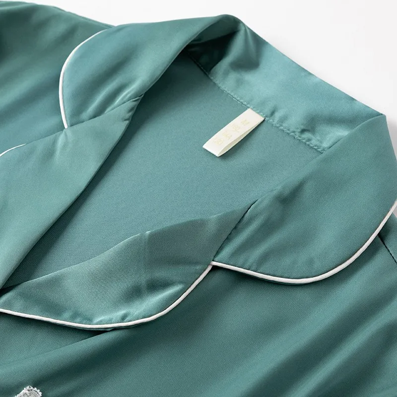 Women Sleepwear Pajamas Set Faux Silk Satin Pants Pijamas Lounge Wear Spring Casual Lace Summer New Nightwear Home Clothes