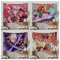 genshin impact kaedehara kazuha tapestry art printing for living room home dorm decor wall hanging sheets