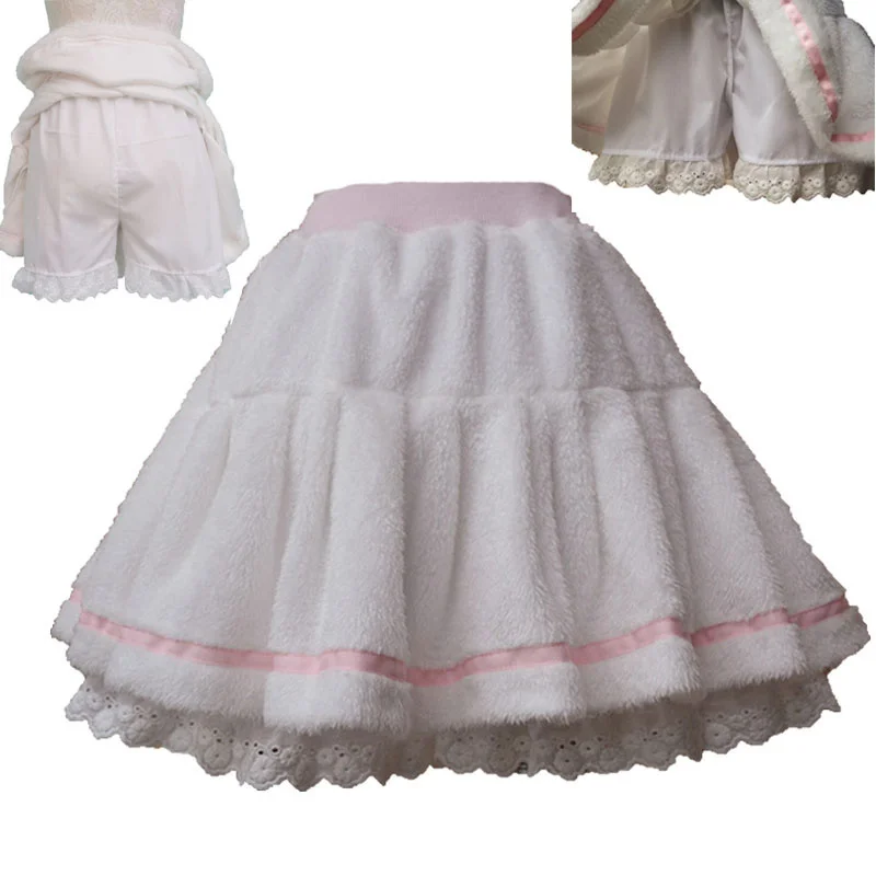 

Hot wool skirt for adult women mini winter plied pants fluffy white belt fluffy costume for girls and women