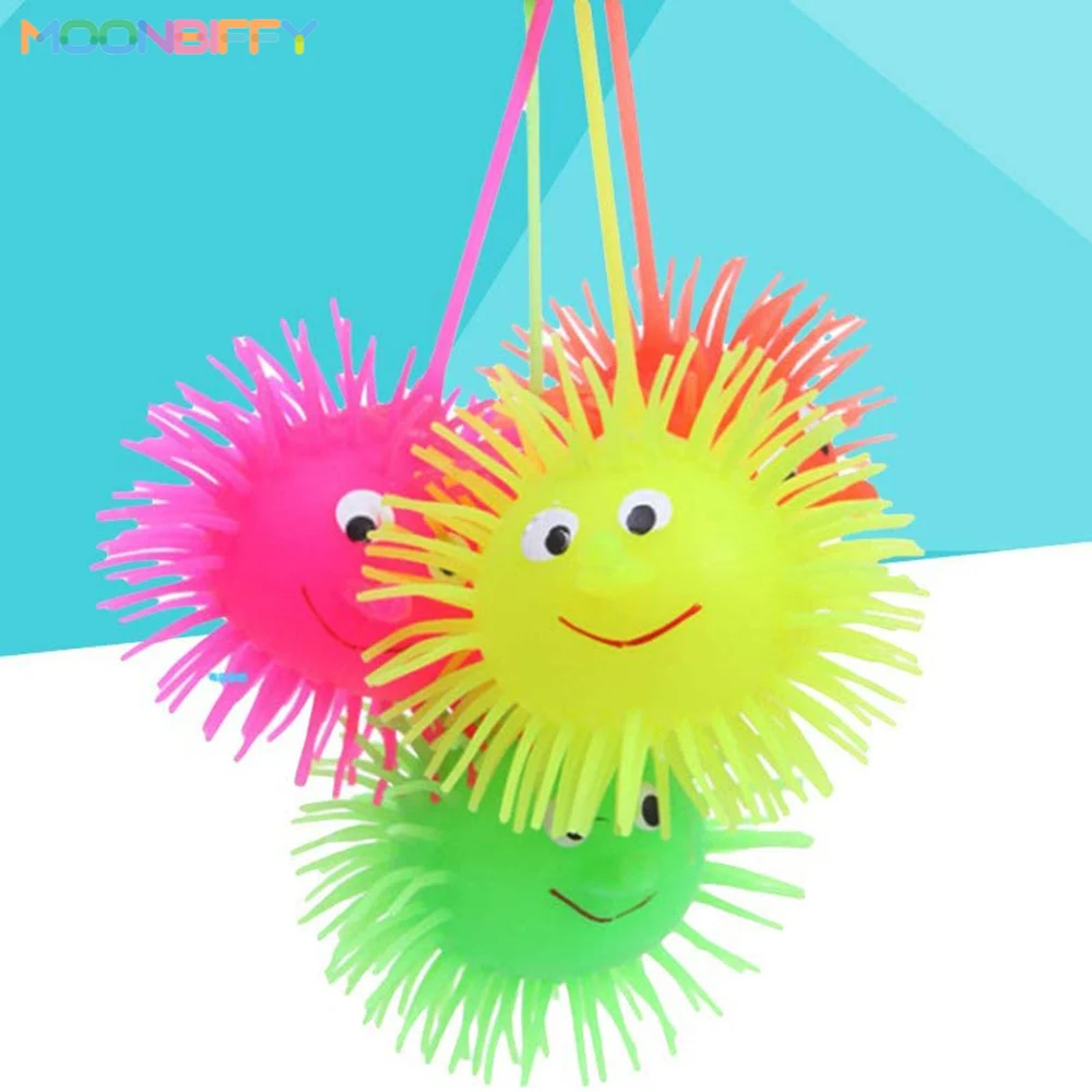 1pc Kids Elastic Glow Vent Ball Hair Ball Hedgehog Ball Children Soft Rubber Toys Cartoon LED Light Up Flash Ball For Kids Gifts