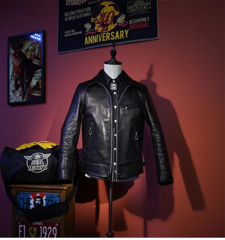 LNY! Оптовая продажа. Мужская роскошная кожаная куртка. Ретро Черное дубленое