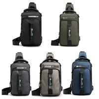 traveling shoulder bag with usb cable chest bag for men women tactical waterproof hiking camping phone crossbody sling backpack