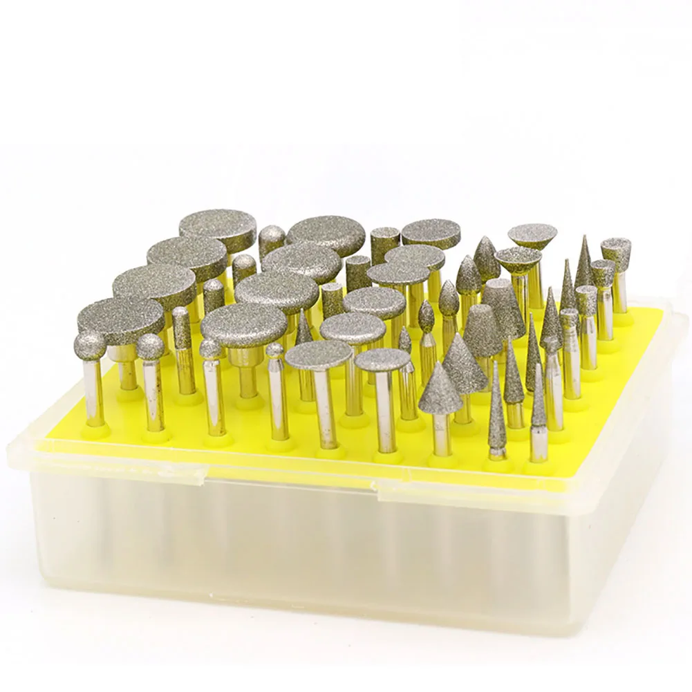 

50pcs Carving Polishing Bits Diamond Rotary Burr Set Electric Grinder Accessories With 3mm Shank Grinding Heads