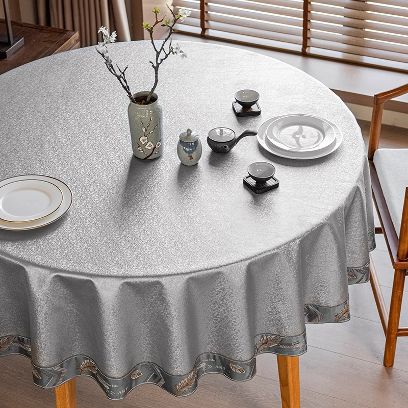 

Waterproof, oil resistant, wash free, and scald resistant hotel circular table cloth, household tablecloth fabric art