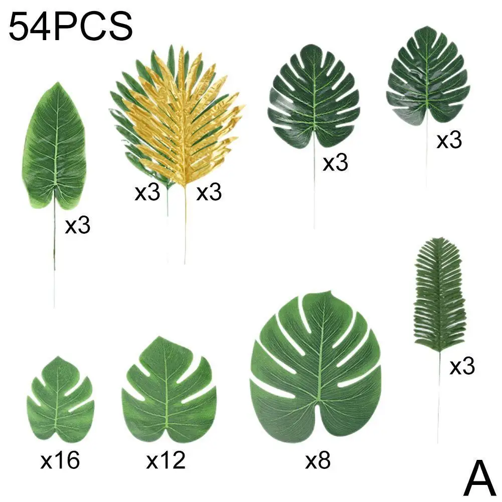 

Artificial Tropical Palm Leaves Hawaiian Safari Jungle Party Decoration Summer Wedding Birthday Home Table Decor Fake Plant